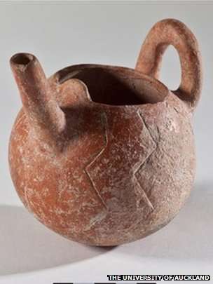 4,000 year old baby bottle. Held at University of Auckland
